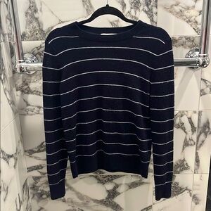 Vince Navy & White Striped Wool & Cashmere Sweater S